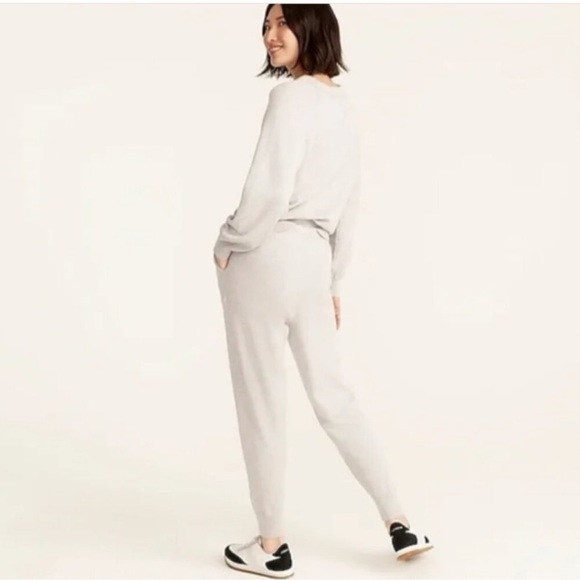 J. Crew Cotton Cashmere Jogger Pullover Set XS Grey Neutral Knit Minimalist - Picture 2 of 11